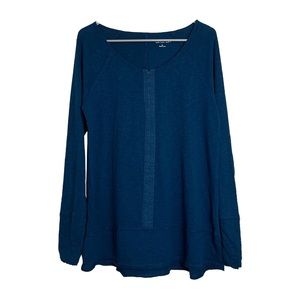 Soft Surroundings Mystic Tee Long Sleeve Hook & Eye Closure Blue Size Medium